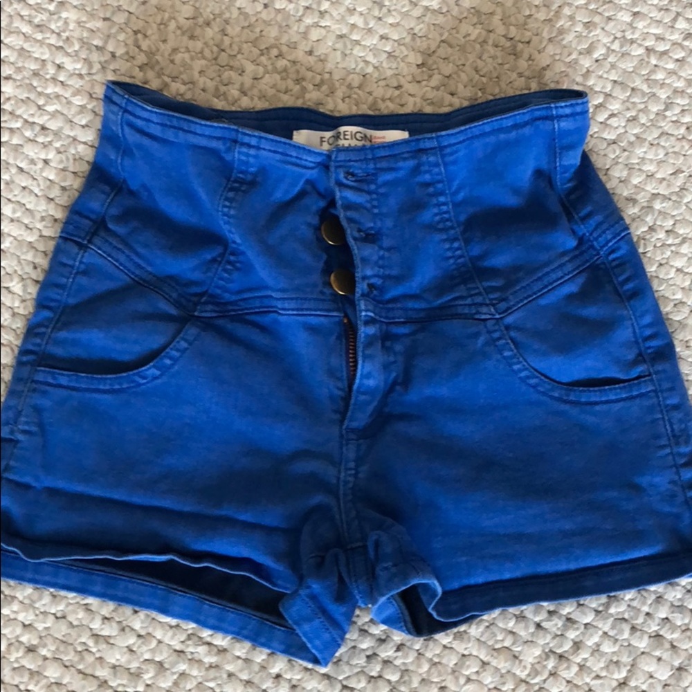 Blue high waisted shorts